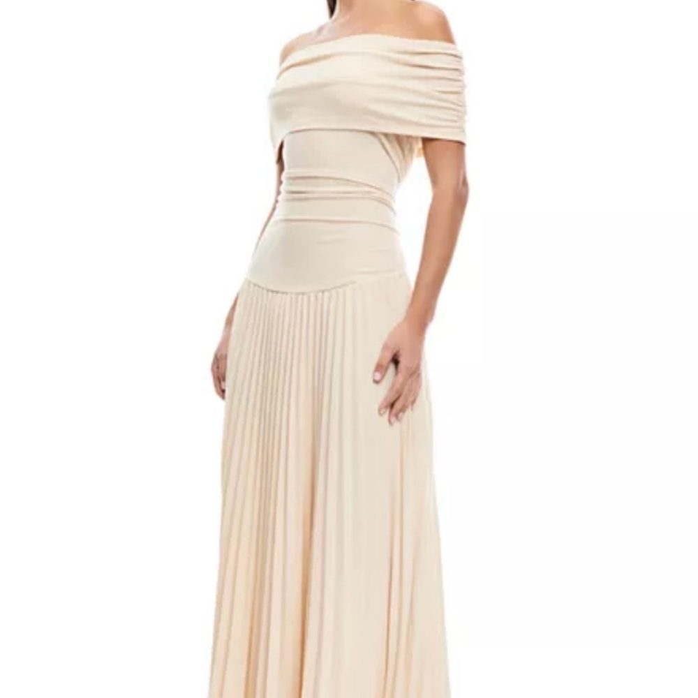 Elegant Off-Shoulder Cream Maxi Dress